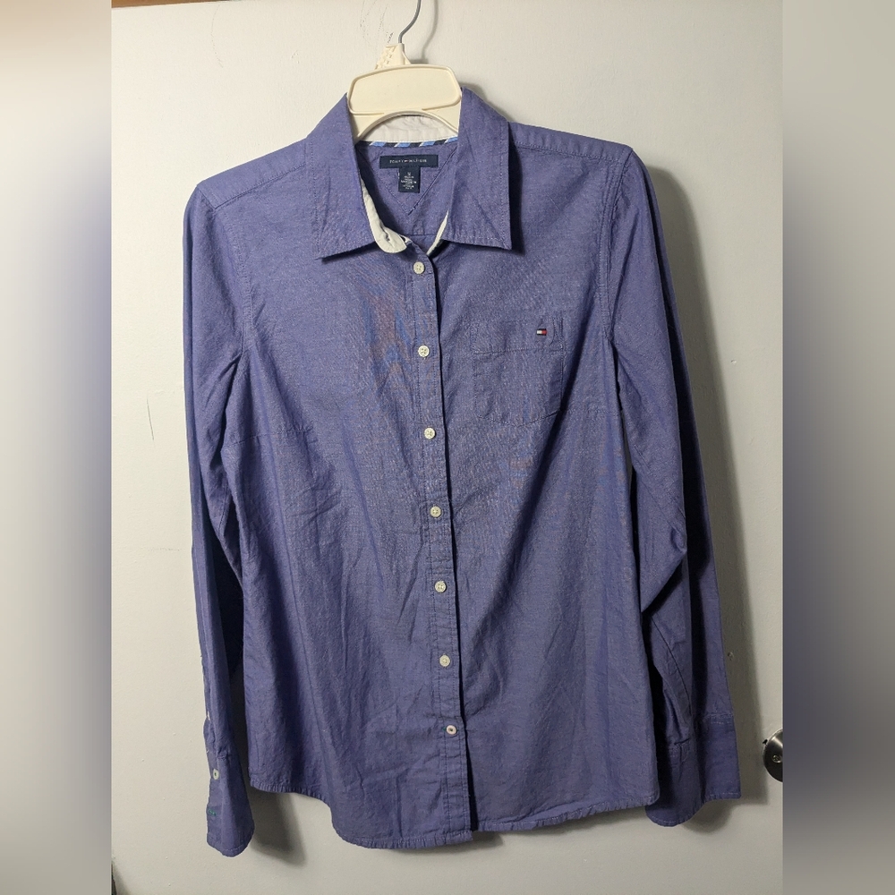 Tommy Hilfiger blue long button sleeve shirt